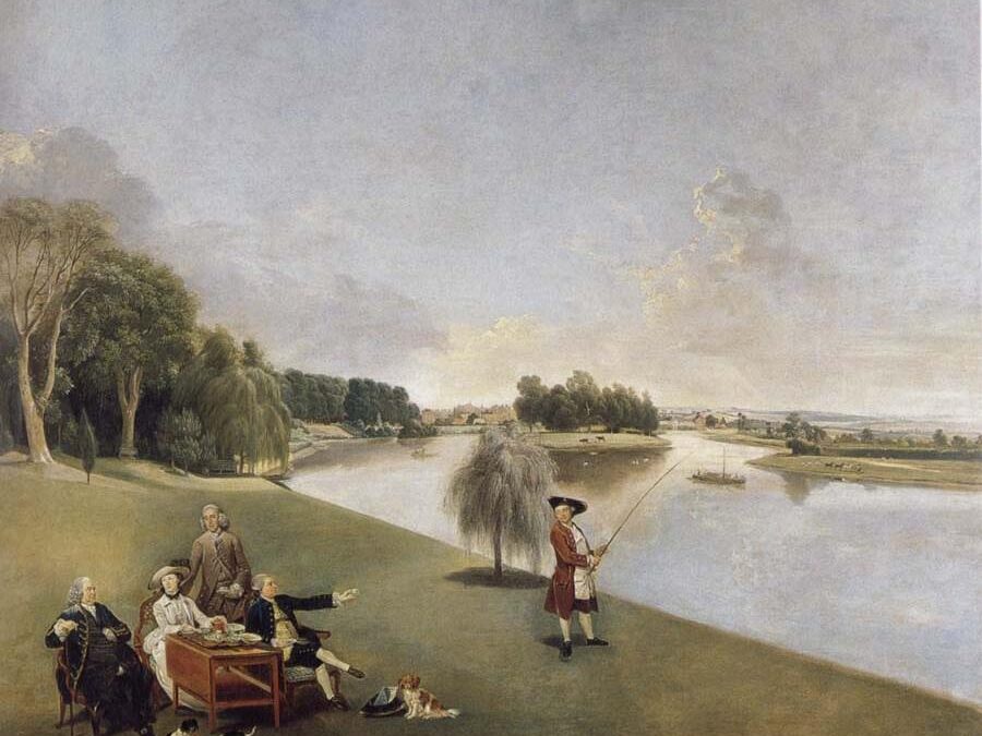 Johan Zoffany’s The Garden of Hampton House, with Mr and Mrs David Garrick Taking Tea (1762c.)