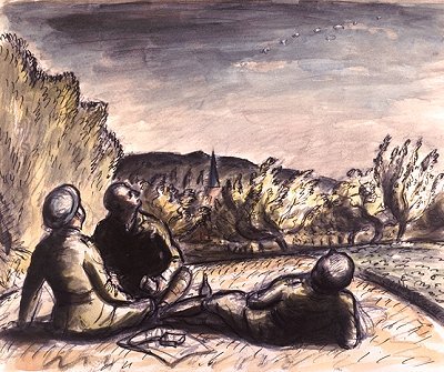 Edward Ardizzone’s Picnic Outside of Brussels, May 1940