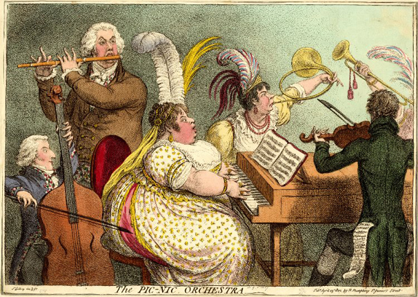 James Gillray’s Dilettanti Theatrical; or a Peep at the Green Room. Vide Pic-Nic Orgies  (1803)