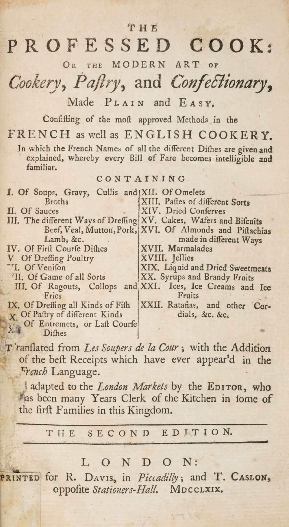 Benjamin Clermont. The Professed Cook (1769)