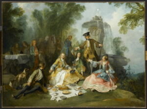 Nicolas Lancret.Le Repas au retour de la chasse (1737c)